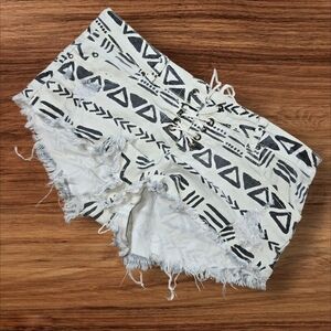 Billabong Lite Hearted Y2k Black and White Lace Up Short Shorts